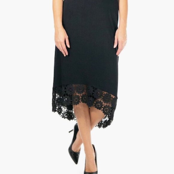 Nina Leonard Non-Iron Crochet-Hem Midi Dress in Black – Size Large – NWT - Picture 7 of 8